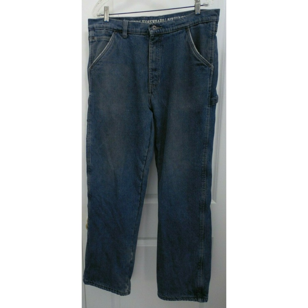 Smiths Workwear Mens Carpenter Jeans Blue Zip Fly Fleece Lined Denim 36 X 33